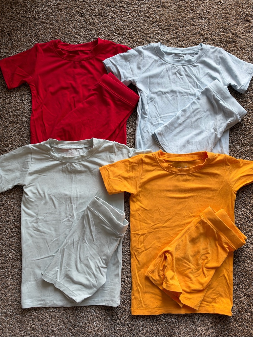 WILDBIRD CloudBlend Short Sleeve Pajamas Set in Cherry Clementine Dove Damson